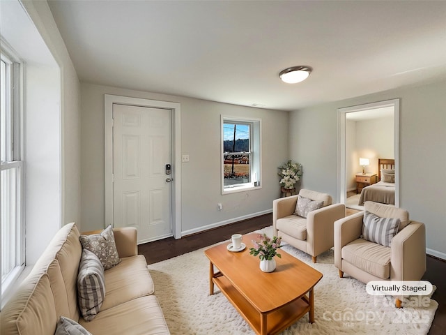 living room with hardwood / wood-style floors