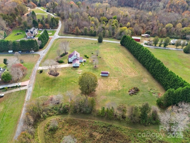 aerial view featuring a rural view