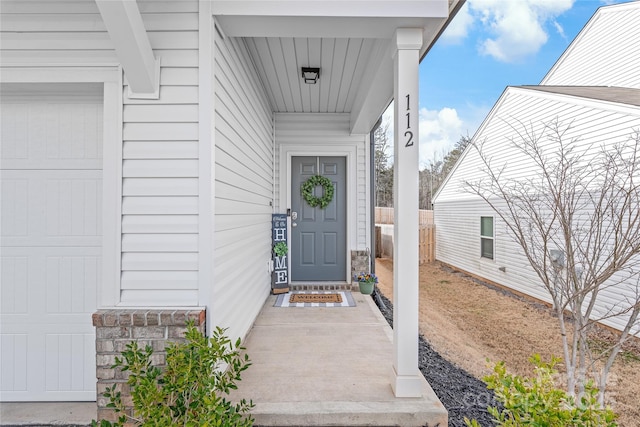 entrance to property with a garage