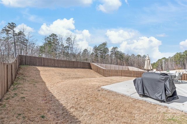 view of yard featuring a fenced backyard