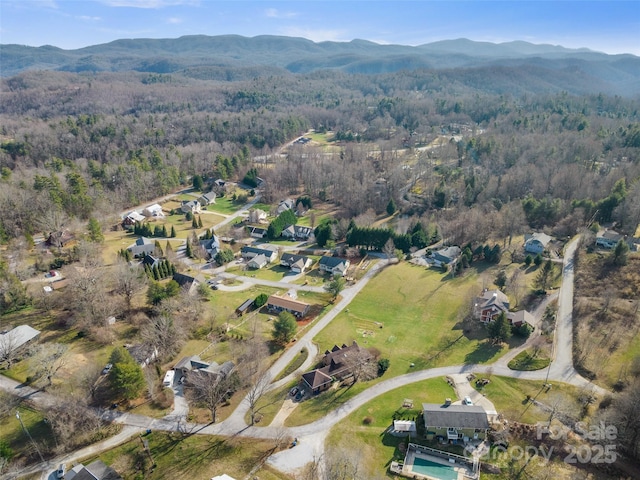 aerial view with a mountain view