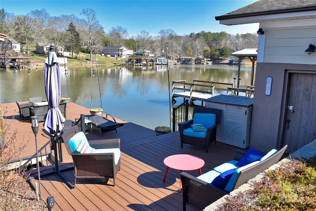 dock area featuring a water view