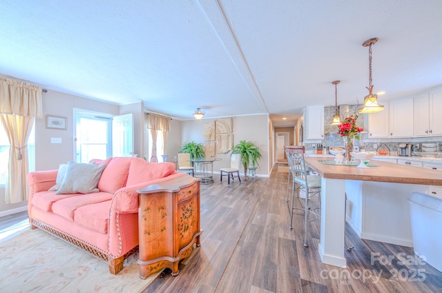 living room featuring light wood-type flooring