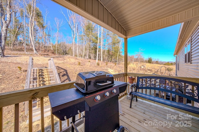 deck with a grill