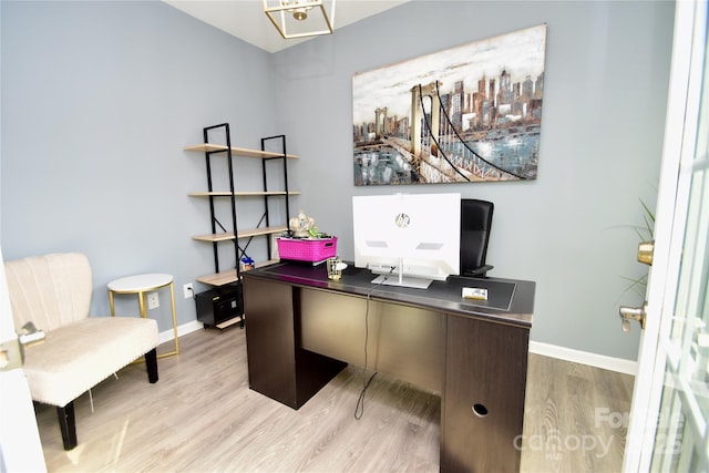 office space featuring light hardwood / wood-style flooring