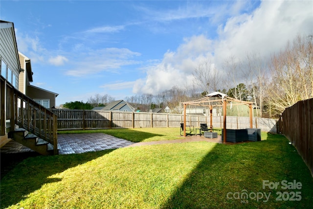 view of yard with a gazebo and a patio area