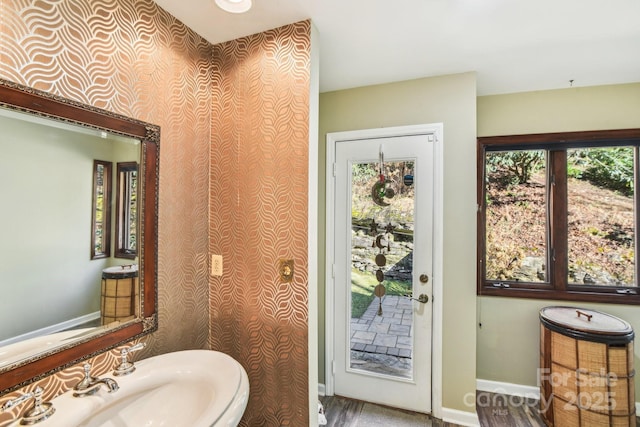 bathroom with baseboards and a sink