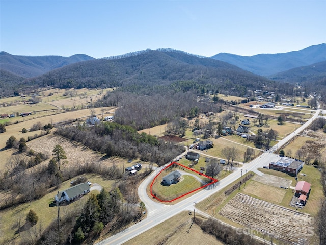 bird's eye view featuring a mountain view