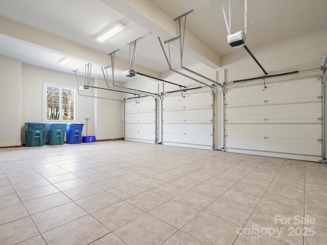 garage with a garage door opener