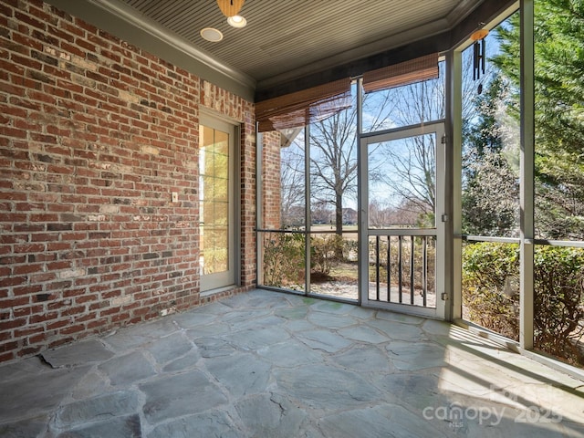 view of unfurnished sunroom