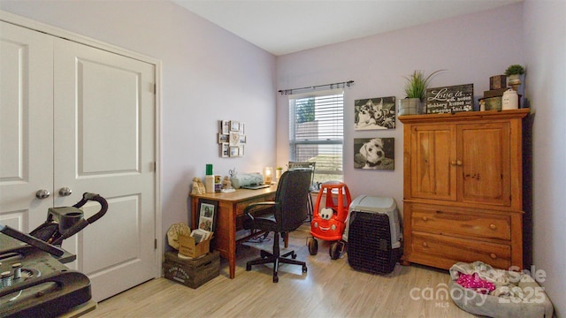 office space featuring light hardwood / wood-style floors