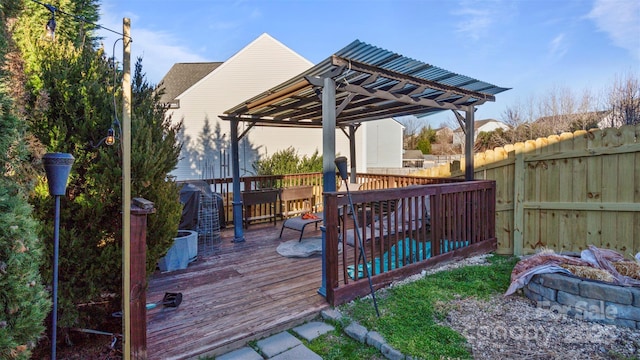 wooden terrace with a pergola