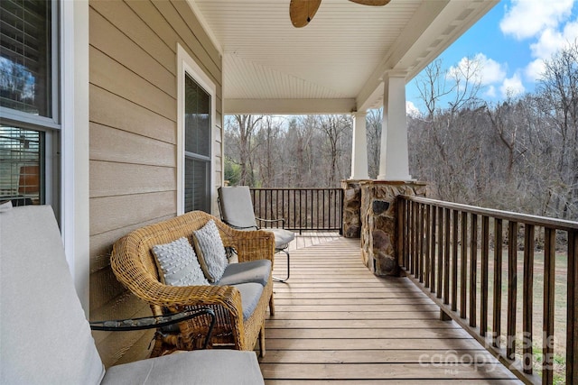 deck featuring ceiling fan