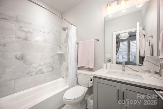 2306 Elizabeth Mill Pl, Charlotte, NC 28208 - bathroom featuring toilet, shower / bath combo with shower curtain, and vanity