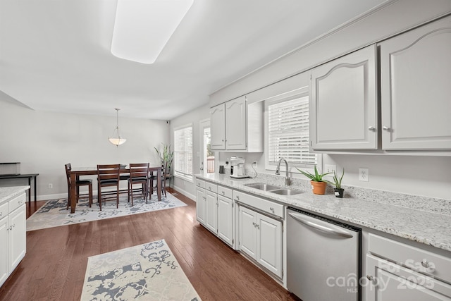 kitchen with sink, stainless steel dishwasher, and white cabinets