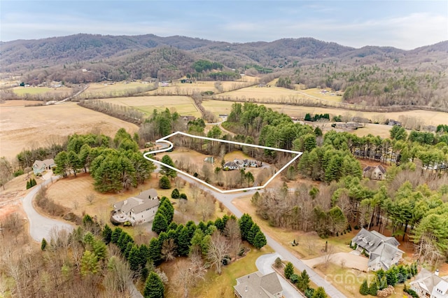 bird's eye view featuring a mountain view