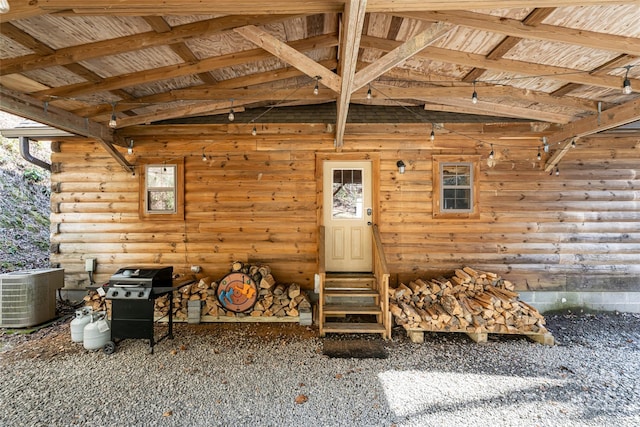 entrance to property featuring central AC