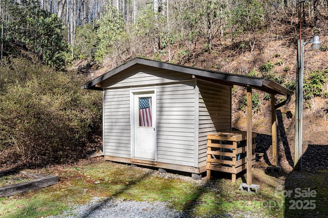 view of shed