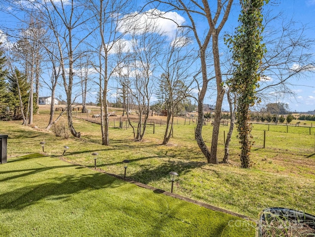 view of yard with a rural view