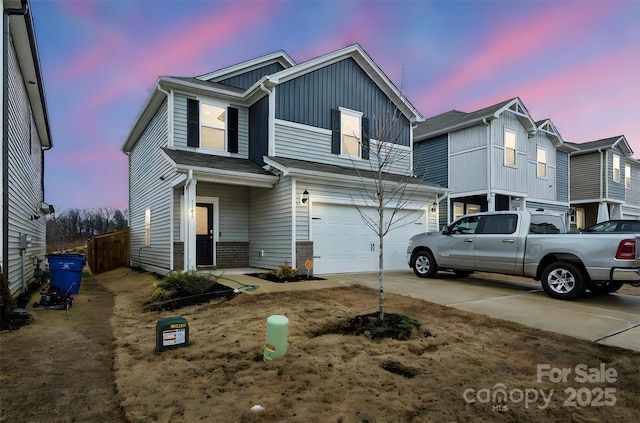 view of front facade featuring a garage