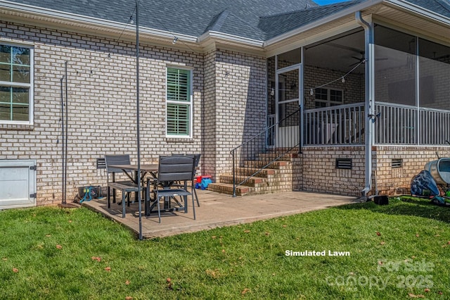 view of patio with a sunroom