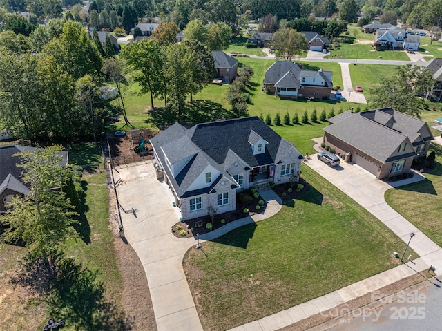 aerial view with a residential view