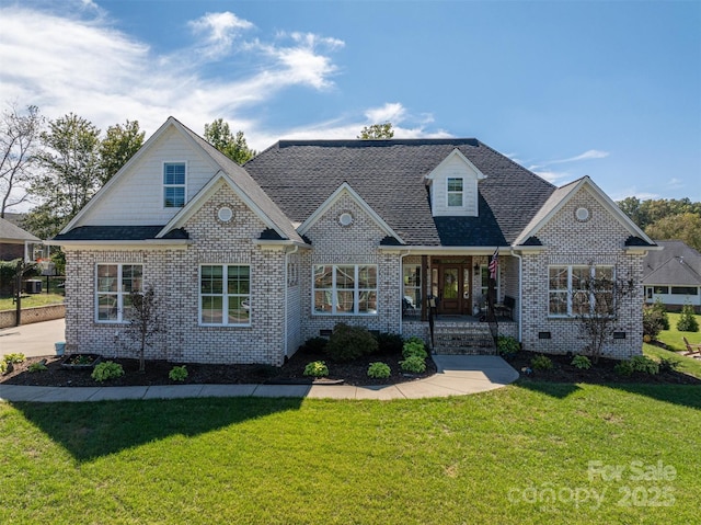 view of front of property with a front yard and a porch