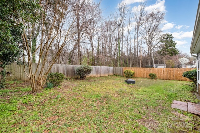 view of yard featuring a fenced backyard