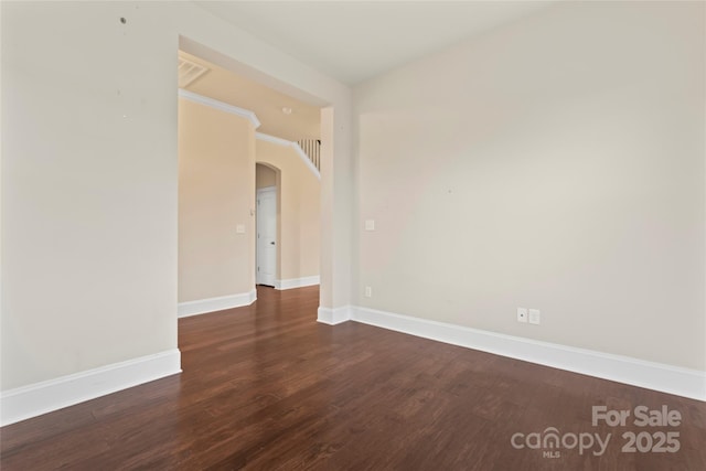 empty room featuring dark hardwood / wood-style floors