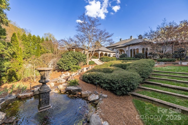 2725 Windsor Rd, Winston Salem, NC 27104 - view of yard with a garden pond