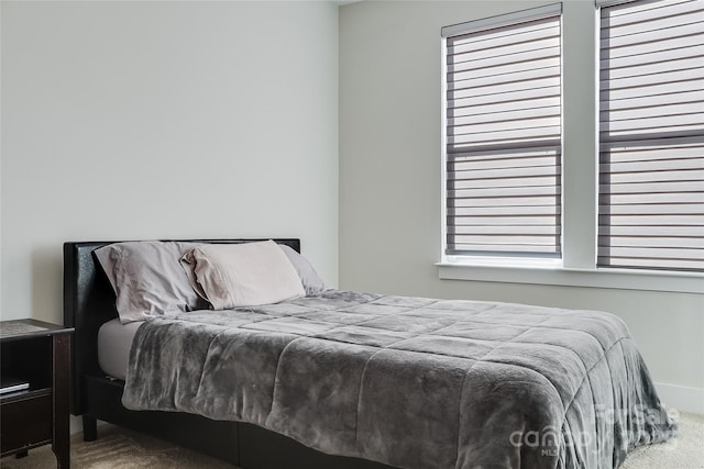 carpeted bedroom with multiple windows