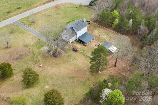 aerial view featuring a rural view