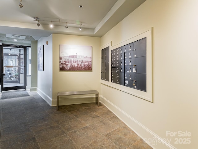 hall with mail boxes