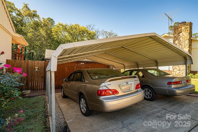 view of car parking featuring a carport