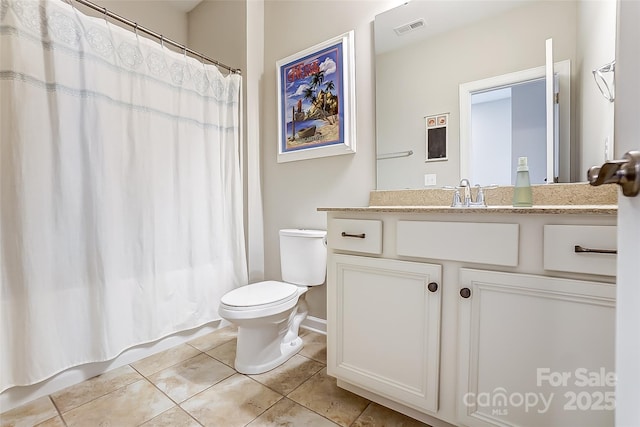 14827 Batteliere Dr, Charlotte, NC 28278 - bathroom with toilet, tile patterned flooring, visible vents, and vanity