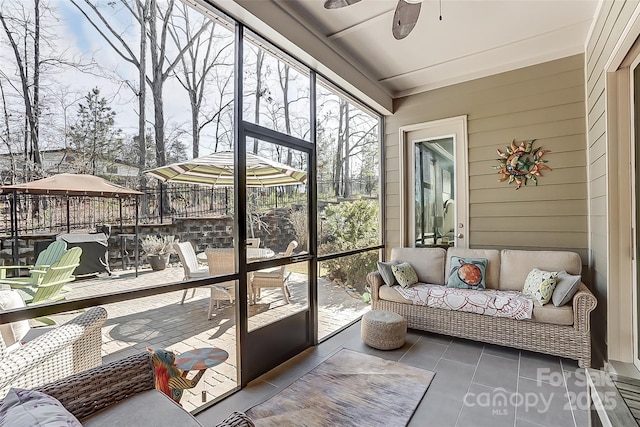 14827 Batteliere Dr, Charlotte, NC 28278 - sunroom featuring ceiling fan and a wealth of natural light