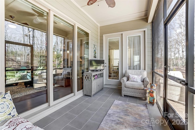 14827 Batteliere Dr, Charlotte, NC 28278 - sunroom featuring a healthy amount of sunlight and ceiling fan