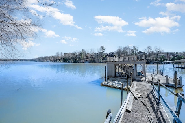 view of dock featuring a water view