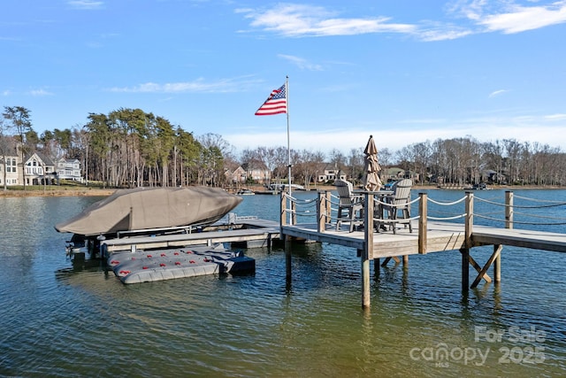 view of dock featuring a water view