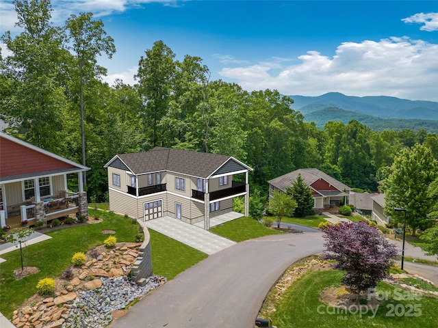 bird's eye view featuring a mountain view