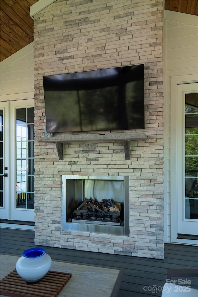 interior details with a fireplace