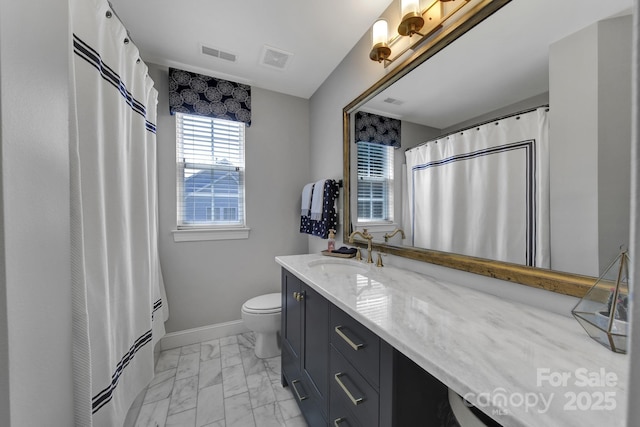 bathroom with toilet and vanity