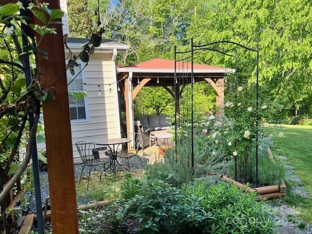 view of yard with a gazebo