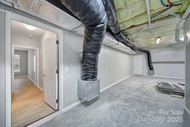 basement with baseboards