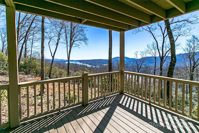 deck featuring a mountain view