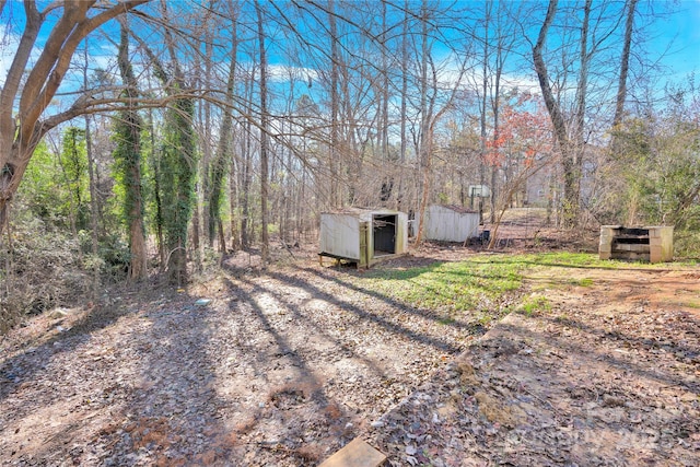 view of yard featuring an outbuilding