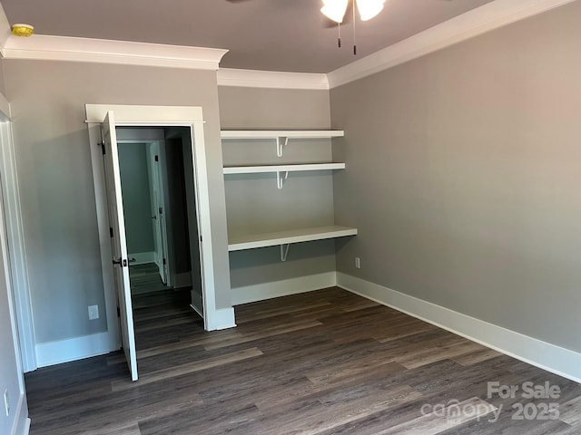 7221 Static Way Unit 13, Sherrills Ford, NC 28673 - unfurnished bedroom with dark wood-style floors, baseboards, and ornamental molding