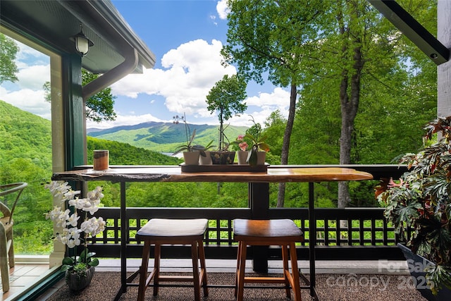 balcony with a mountain view