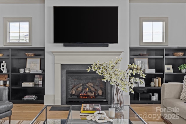 living room featuring hardwood / wood-style flooring and a wealth of natural light