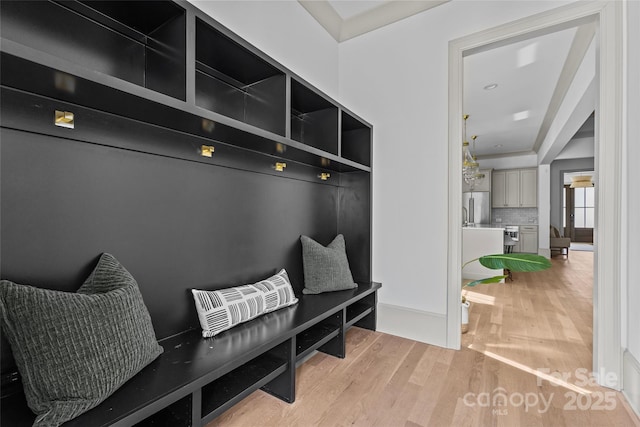 mudroom featuring light wood-type flooring